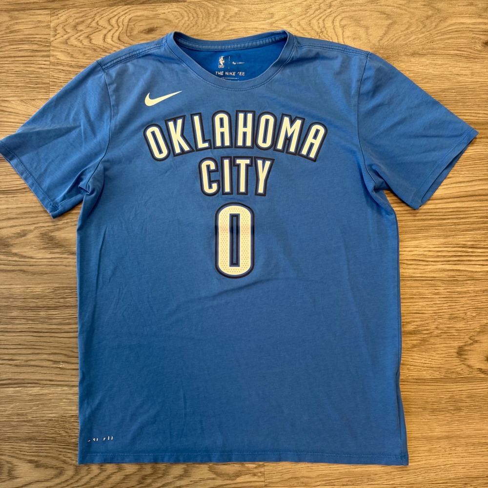 Nike Oklahoma City Thunder Russell Westbrook 0 NBA Blue T-Shirt Mens Medium